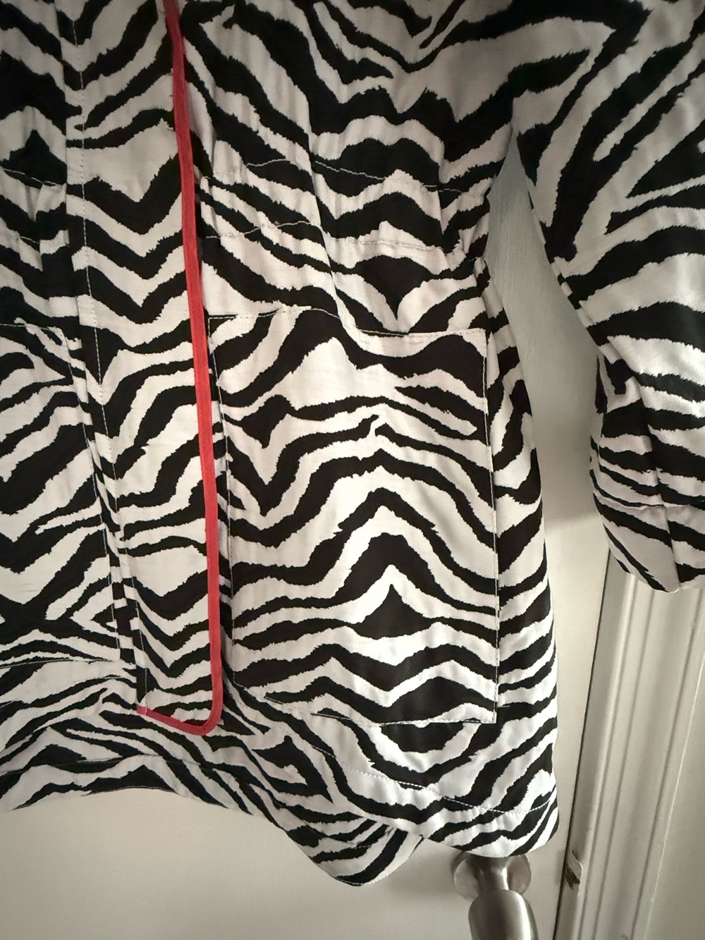 Luii Retro Zebra Print Zip Front Jacket with Coral/Pink Trip Women's Size S - Picture 6 of 15